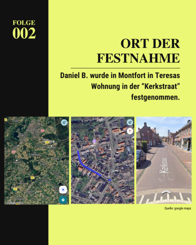 Landkartenausschnitte von Montfort und der Kerkstraat, in der Daniel B. festgenommen wurde.