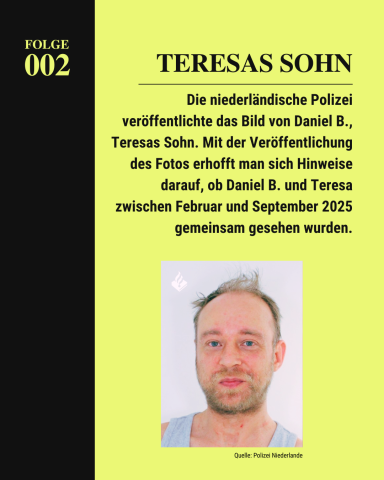 Zu sehen ist Daniel B., Teresas Sohn und ein kurzer Erklärungstext.