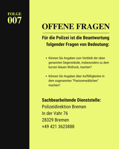 Grafik mit offenen Fragen der Polizei