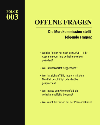 Offene Fragen der Polizei In Textform offene Fragen der Polizei